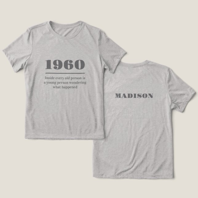 Custom Year, Text & Name Tri-Blend Shirt (Design Front & Back)