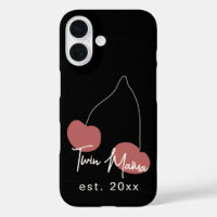 Custom Year Twin Mama Fun Black Red Cherry Simple