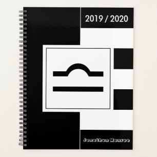 Custom Year Zodiac Sign Libra Black and White Planner