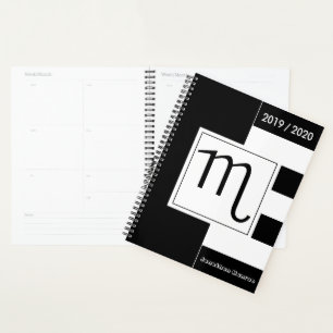 Custom Year Zodiac Sign Scorpio Black and White Planner