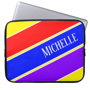 Custom Yellow, Blue, Red and Purple Stripe Art Laptop Sleeve