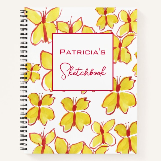 Custom Yellow Butterfly Sketchbook  Notebook (Front)