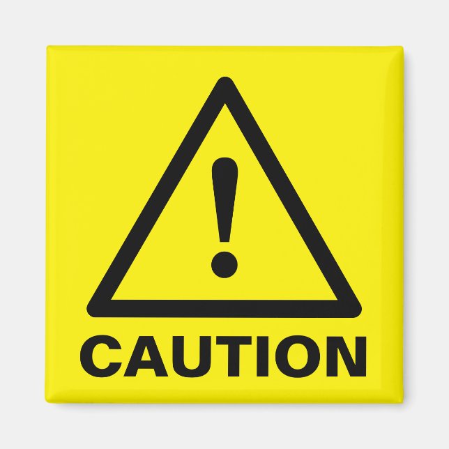 Custom yellow caution sign magnets (Front)