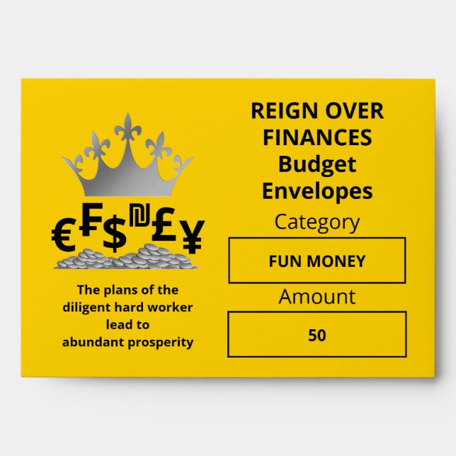 Custom YELLOW Christian Budget Wallet Cash Envelope (Front)