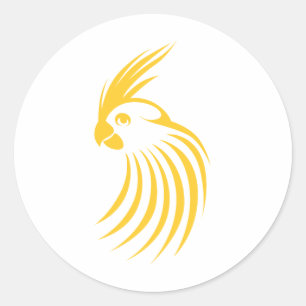 Custom Yellow Cockatiel Logo Classic Round Sticker