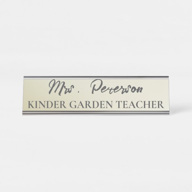 Custom Yellow Gradient Teacher Desk Name Plate (Front)