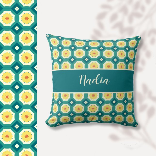 Custom Yellow Green Moroccan Pattern Cushion (Creator Uploaded)