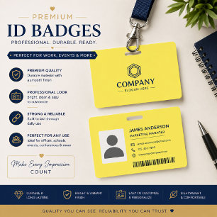 Custom Yellow ID Badge Modern Name Tag