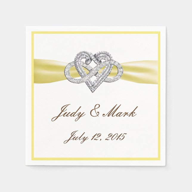 Custom Yellow Infinity Heart Paper Napkins (Front)