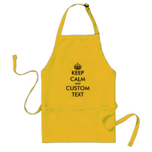Custom yellow keep calm carry on kitchen aprons
