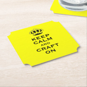 Custom Yellow Keep Calm (your word) Set of 6 Paper Coaster