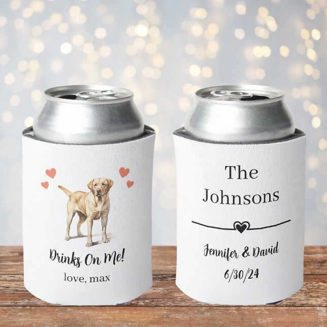 Custom Yellow Lab Pet Wedding Can Cooler (Creator Uploaded)