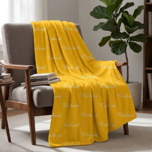Custom Yellow Name Blanket – Sun Yellow Cozy Throw