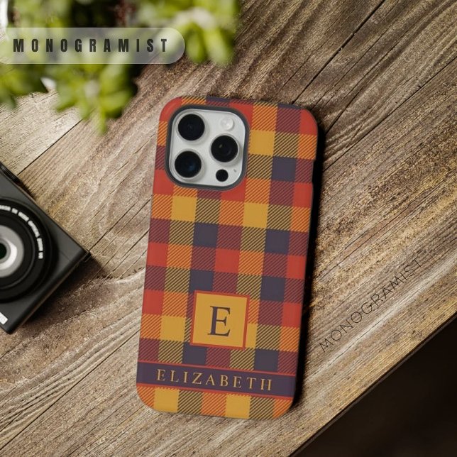 Custom Yellow Orange Purple Chequered Pattern iPhone Case (Custom Yellow Orange Purple Checkered Pattern iPhone Case)