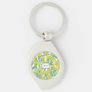 Custom Yellow Original Art Floral Design Keychain