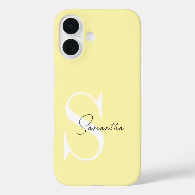 Custom Yellow Pastel iPhone Case with Monogram (Back)