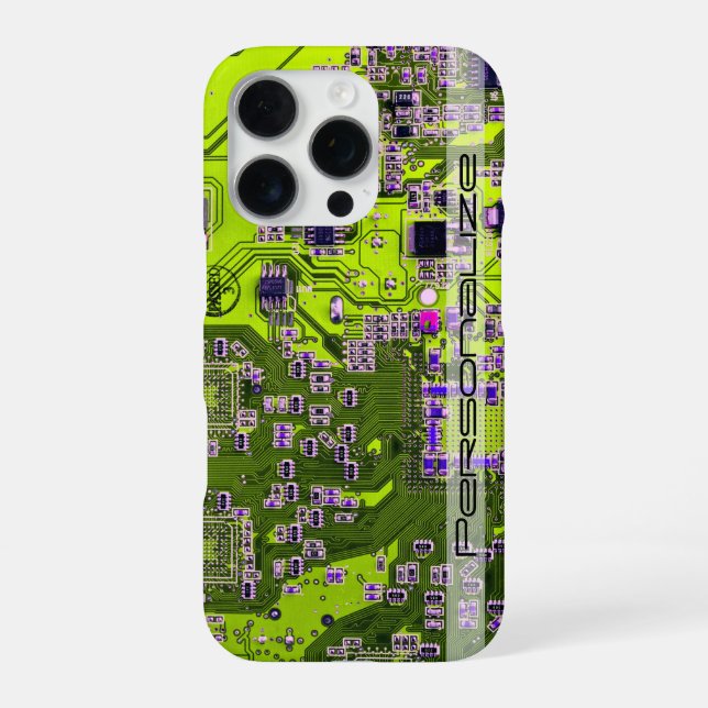 Custom Yellow PCB Circuit Board for IT Pros iPhone Case (Back)