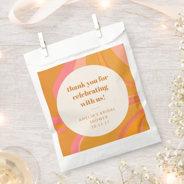 Custom Yellow Pink Marble Bridal Shower Thank You Favour Bags (Clipped)