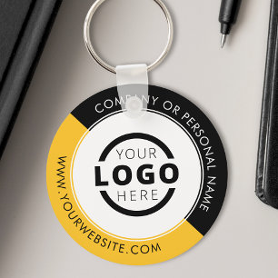 Custom Yellow Promotional Business Logo Branded Key Ring
