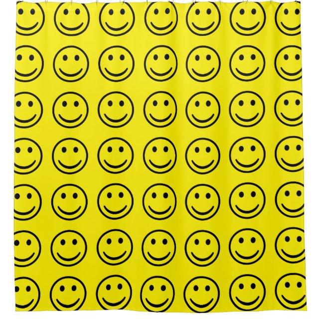 Custom Yellow Smile Face Pattern Shower Curtain (Front)