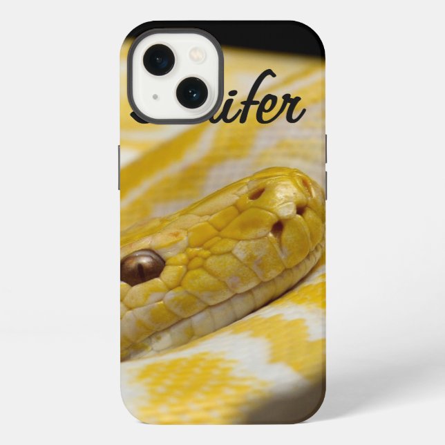 Custom yellow snake close up eyes iPhone case (Back)