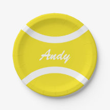Custom yellow tennis ball BBQ party paper plates