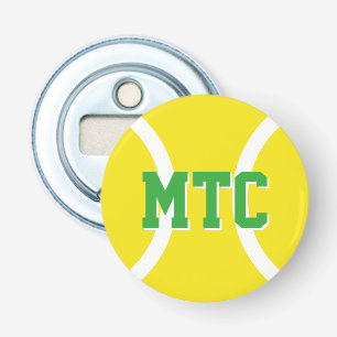 Custom yellow tennis ball bottle opener magnet