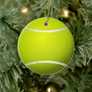 Custom Yellow Tennis Ball Ceramic Ornament