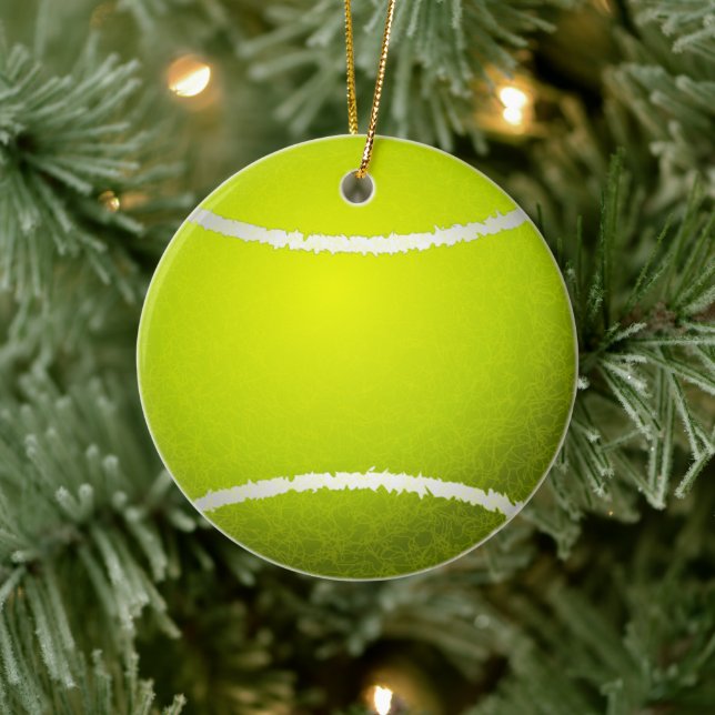 Custom Yellow Tennis Ball Ceramic Ornament (Tree)