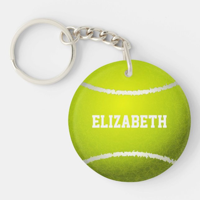 Custom Yellow Tennis Ball Key Ring (Front)
