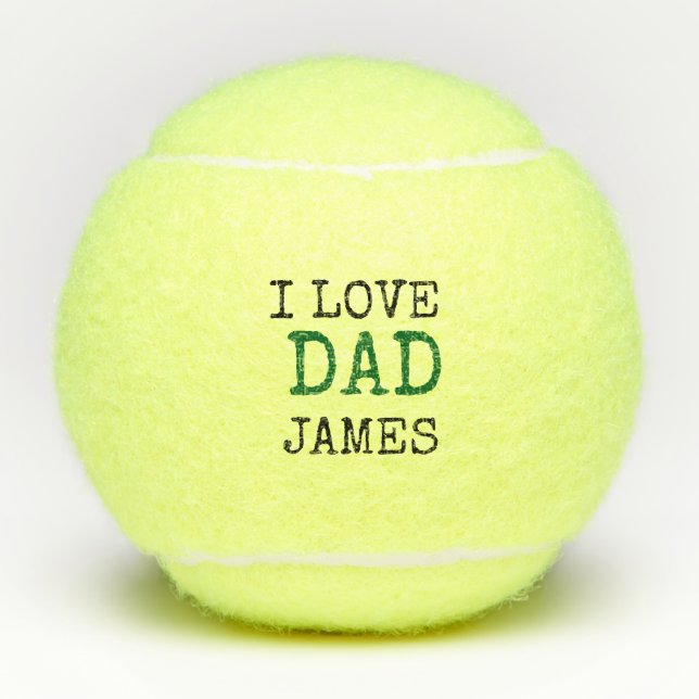 Custom yellow tennis balls with name Father's  (Front)