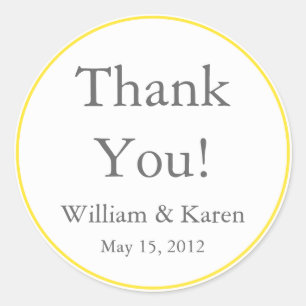 Custom Yellow Thank You Stickers and Favour Labels