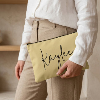 Custom Yellow Wedding Party Favor Pouch, Mom Gift Accessory Pouch