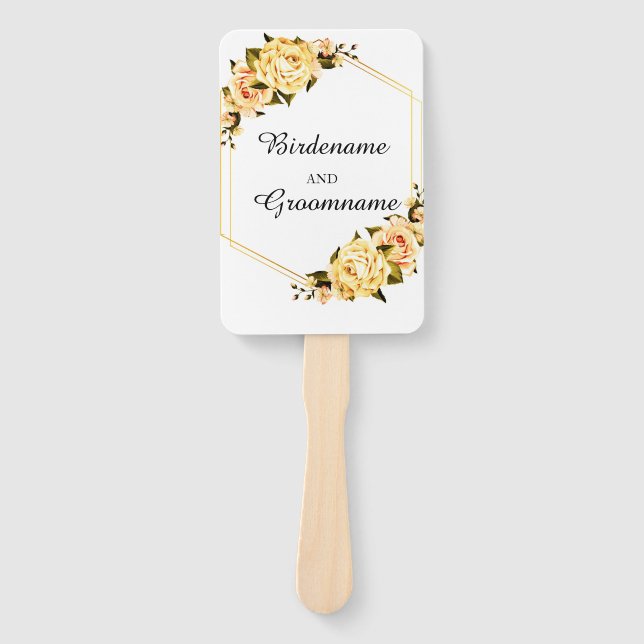 Custom Yellow wedding Set of Fans (Front)