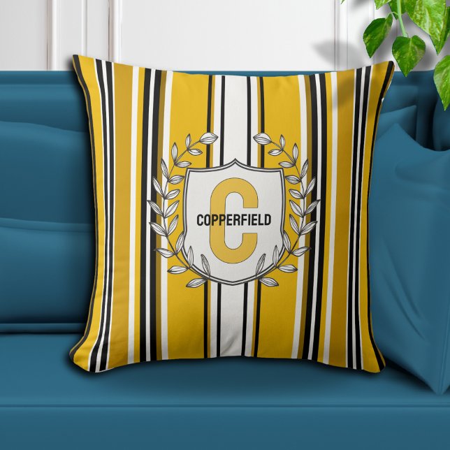 Custom Yellow White Black Stripes Cushion (Creator Uploaded)