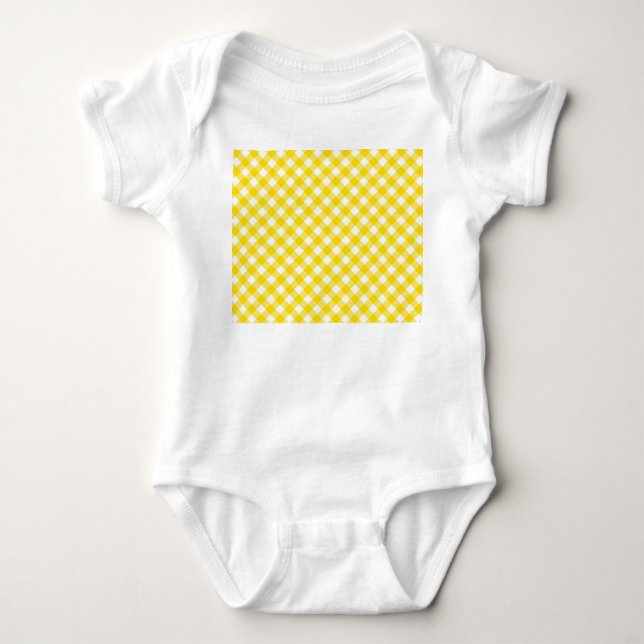 Custom Yellow & White Gingham Baby Jersey Bodysuit (Front)