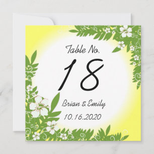 Custom yellow white hibiscus table wedding cards