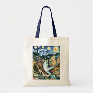 Custom Yellowstone Lower Falls Van Gogh Colorful Tote Bag