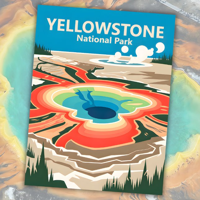 Custom Yellowstone National Park WPA Retro Travel Postcard (Custom Yellowstone National Park WPA Retro Travel Postcard)
