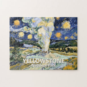 Custom Yellowstone Old Faithful Geyser Art Vintage Jigsaw Puzzle