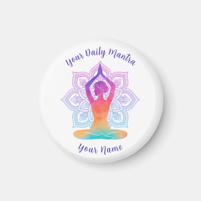 Custom Yoga Magnet with Name & Mantra (Front)