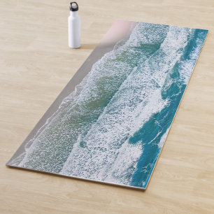 Custom yoga mat ocean waves shore