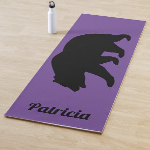 Custom yoga mat with big black bear silhouette