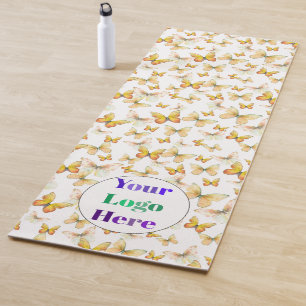 Custom Yoga Mat With Logo Orange Butterflies