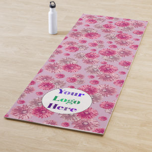 Custom Yoga Mat With Logo Pink Flowers