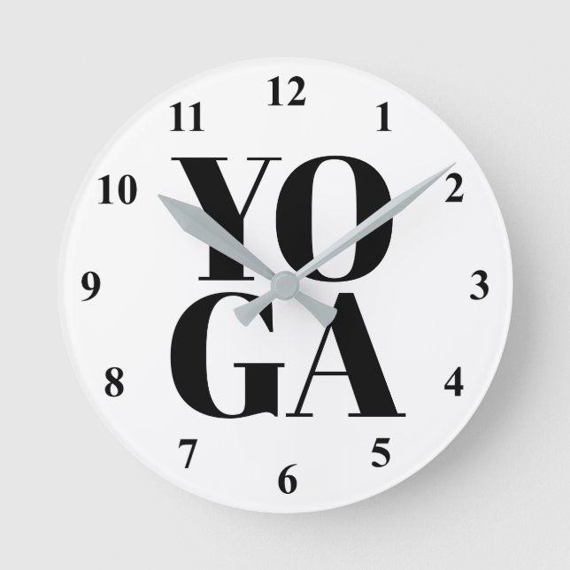 Custom yoga studio wall clock with bold typography (Front)
