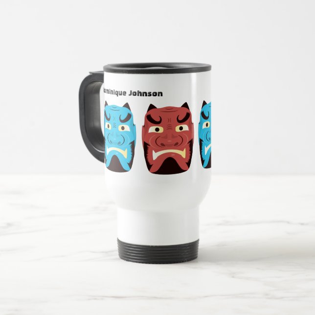 Custom Yokai Oni (Japanese Demon) Travel Mug (Front Left)