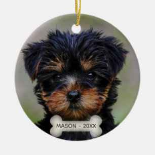 Custom Yorkshire Terrier Dog Photo Ceramic Tree Decoration