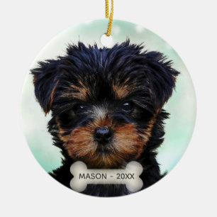Custom Yorkshire Terrier Puppy Dog Photo Ceramic Tree Decoration