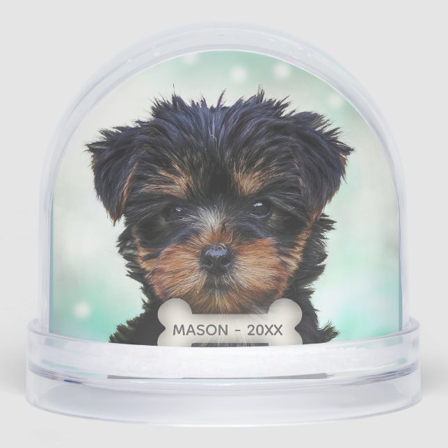 Custom Yorkshire Terrier Puppy Dog Photo Snowglobe (Front)